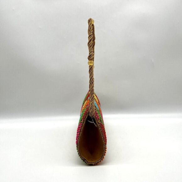 David Jeffery Multi-Colored Bronze Fabric Embellished Convertible Clutch - Picture 4 of 11